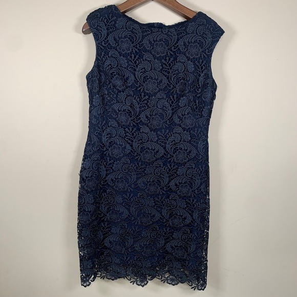 Lauren Ralph Lauren Dresses & Skirts - Lauren Ralph Lauren NWT Navy Blue Lace Overlay Sheath Dress Size 14